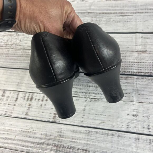 Dansko Heels Pumps Shoes size 41 10.5 Black Leather Slip On Closed Toe Comfort - Picture 6 of 9